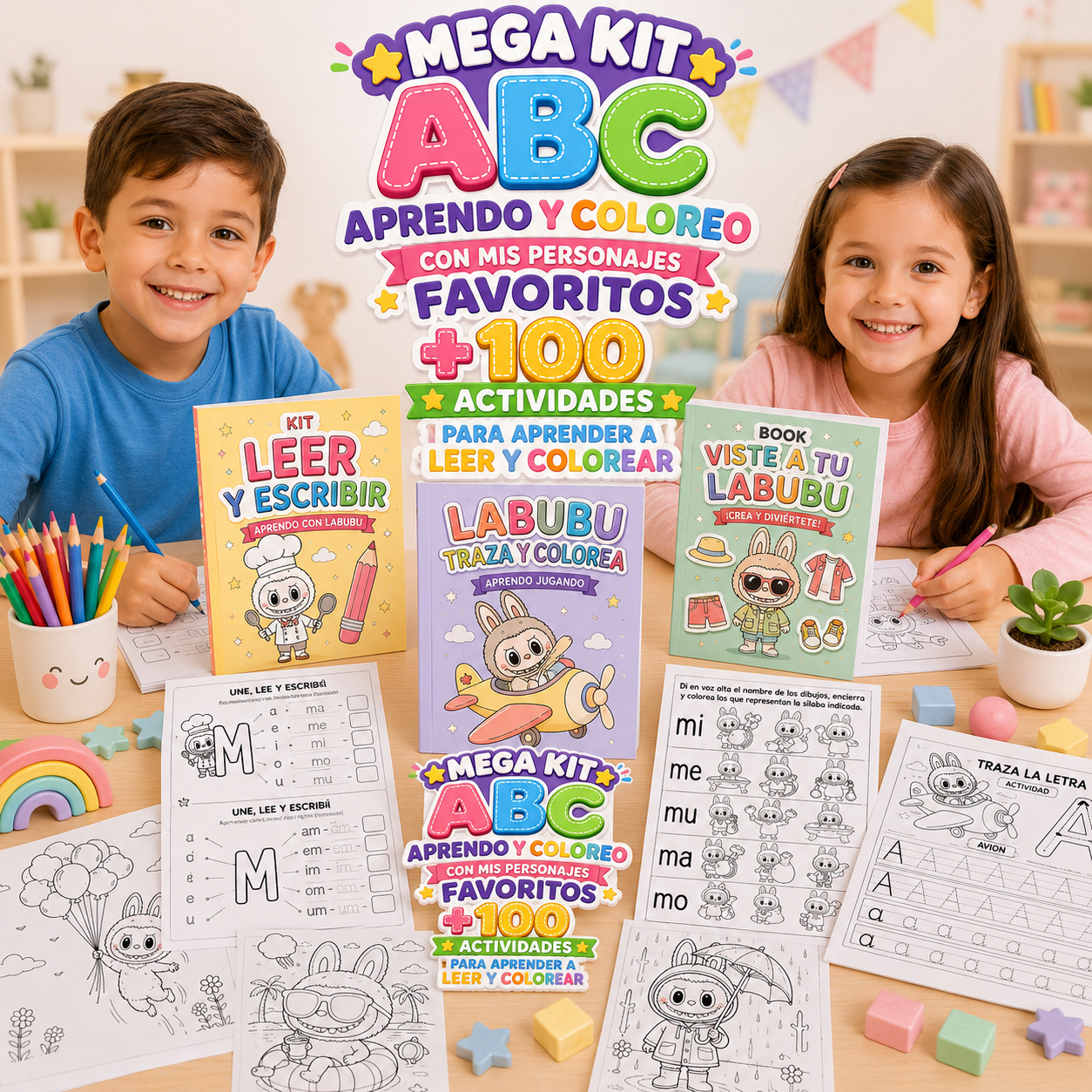 Mega Kit ABC: Aprendo y Coloreo con Personajes Favoritos